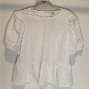 Express White Ruffled Peplum Blouse